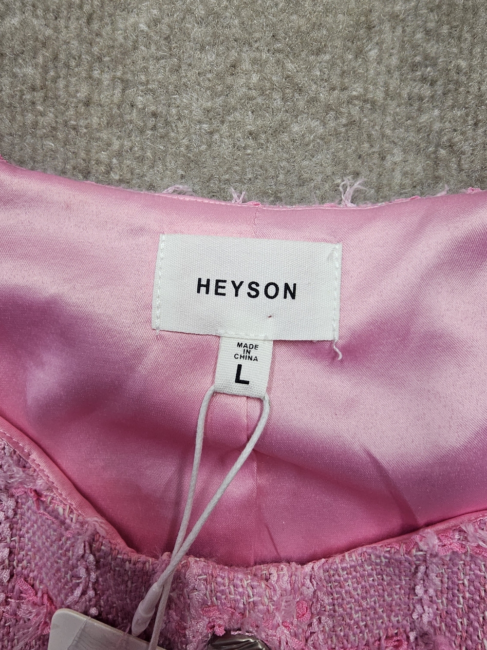 Heyson Bubblegum Pink Tweed Vest Button Down NWT Size Large Chic Textured - Picture 5 of 7
